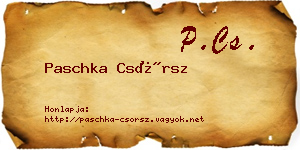 Paschka Csörsz névjegykártya